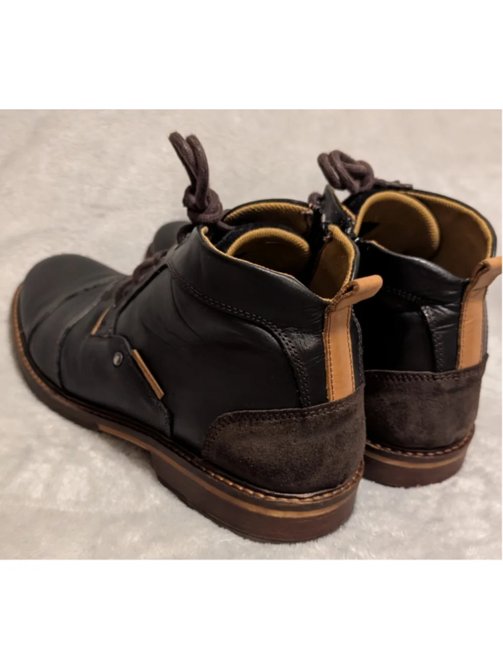 Aldo Leather Chukka Boots Black and Brown Zip Lace-Up US Men's Size 9.5 B288